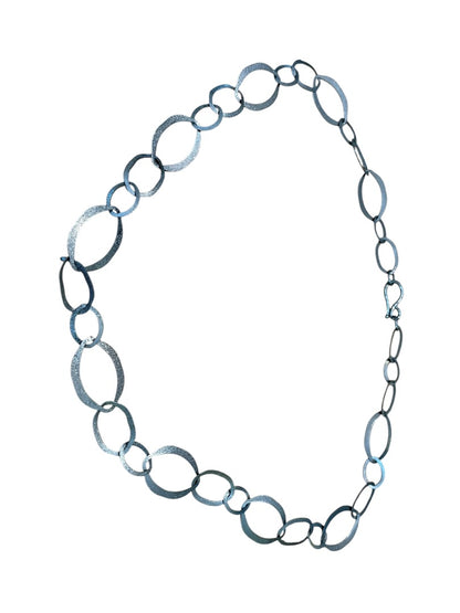 Large Oval Interlinked Chain Necklace Gun Metal 34 Inch Hook Closure