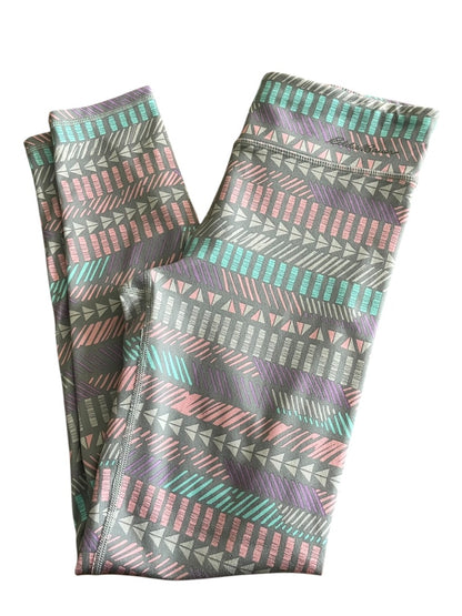Large 14/16 Eddie Bauer Patterned Girls Stretch Pants Gray Blue Pink