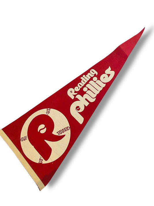 Vintage 30 Inch Reading Phillies Pennant Souvenir Felt Flag Baseball