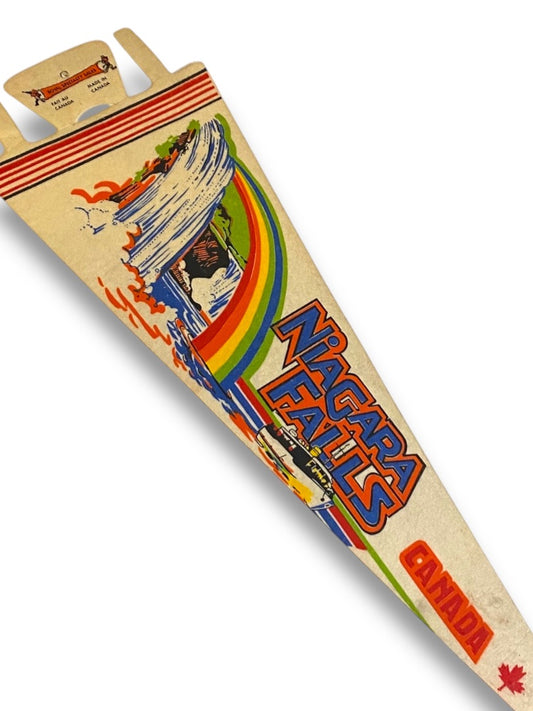 1980s 25 Inch Niagara Falls Pennant Souvenir Felt Flag Canada Rainbow