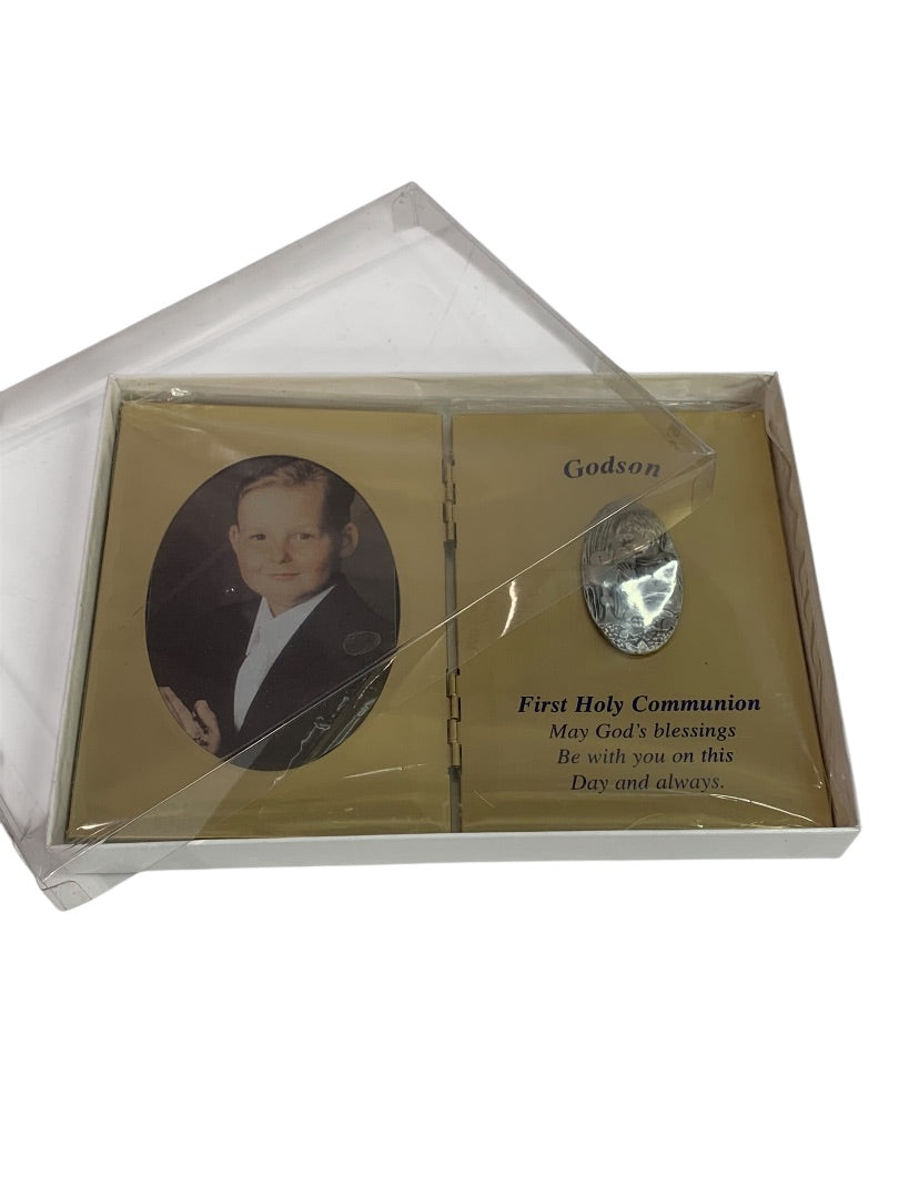 Godson Picture Frame First Holy Communion Tabletop Brass 5" x 7"
