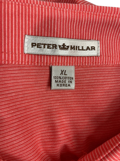 XL Peter Millar Mens Coral Stripe Golf Polo Shirt Short Sleeve