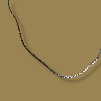 Silvertone Box Chain Necklace 24 Inch Spring Clasp