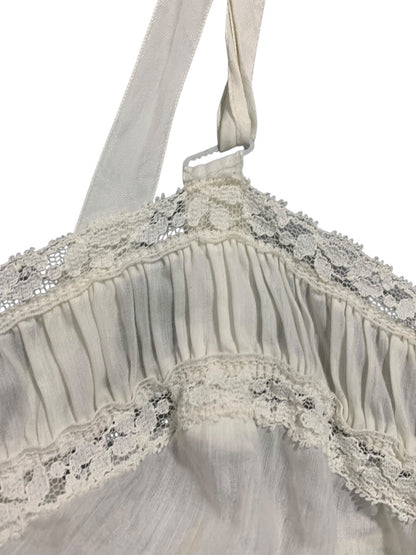 Large Vintage White Nightgown Slip Ruffle Lace Adjustable Strap