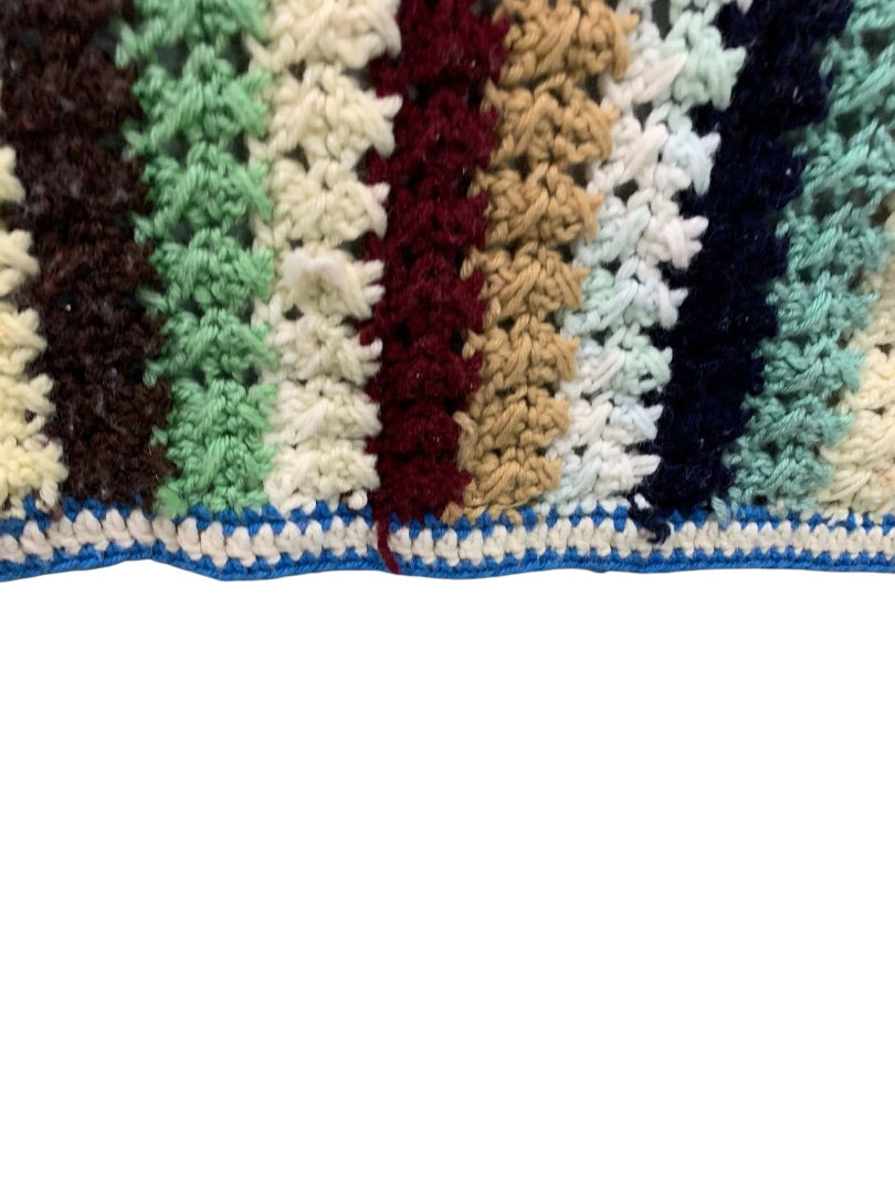 Vintage Crochet Striped Afghan Throw Blanket 48" x 42"