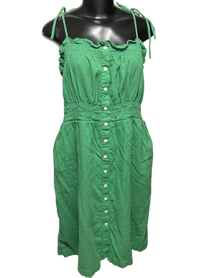 XXL Universal Thread Smocked Button Down Spaghetti Strap Dress Green