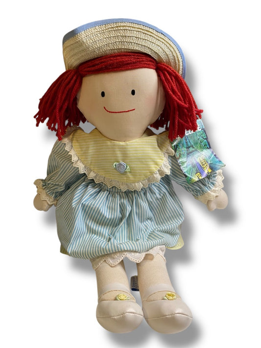 1990 Madeline by Eden 18" Rag Cloth Doll with Tags Blue Yellow Dress