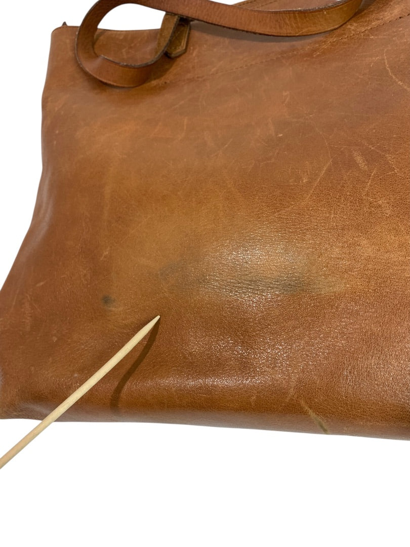 Madewell Brown Leather Transport Tote Shoulder Bag Zip Top Style J1952