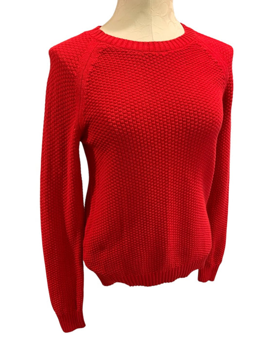 XS Loft Womens Red Sweater Pullover Textured Crew Neck