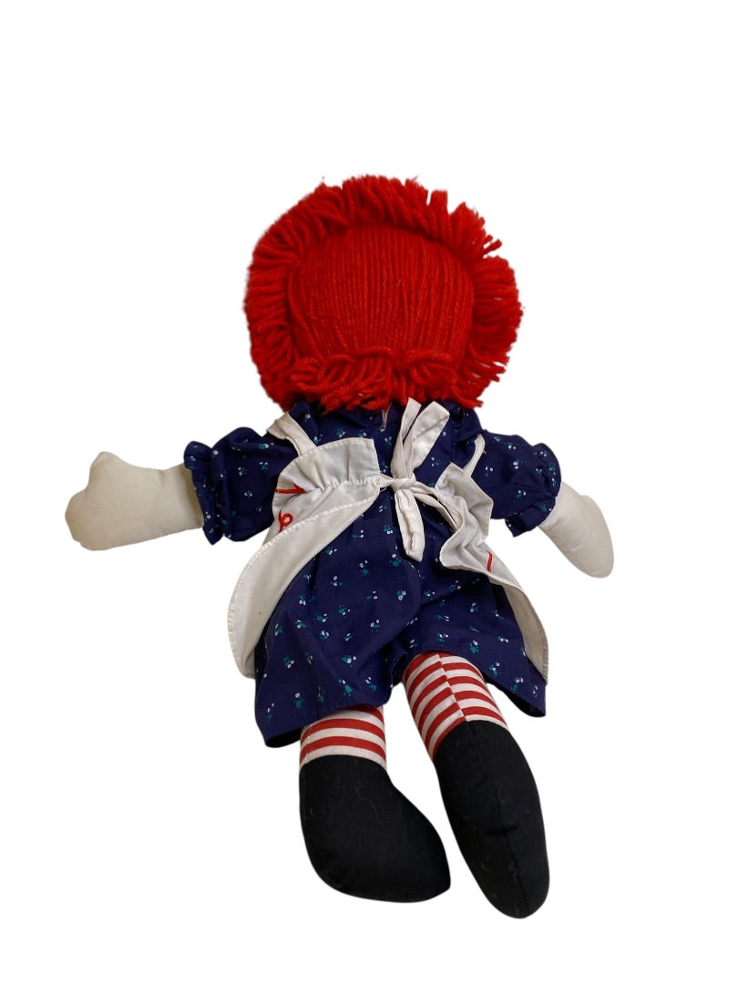 Vintage Raggedy Ann Rag Doll 17 Inch Staining Button Eyes