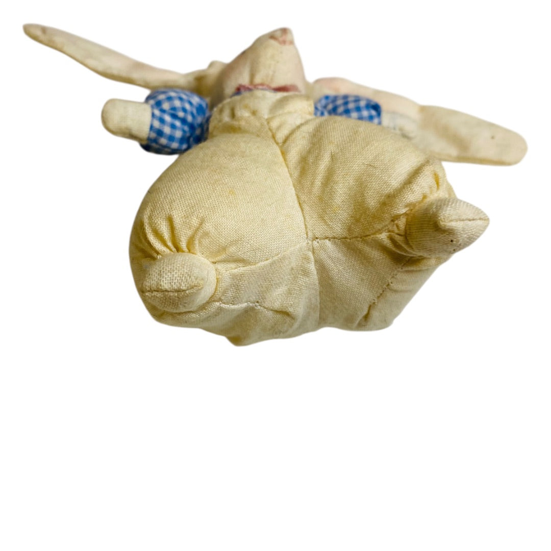 Bunny Rabbit Ornament Fabric Gingham Shirt 3" Rustic