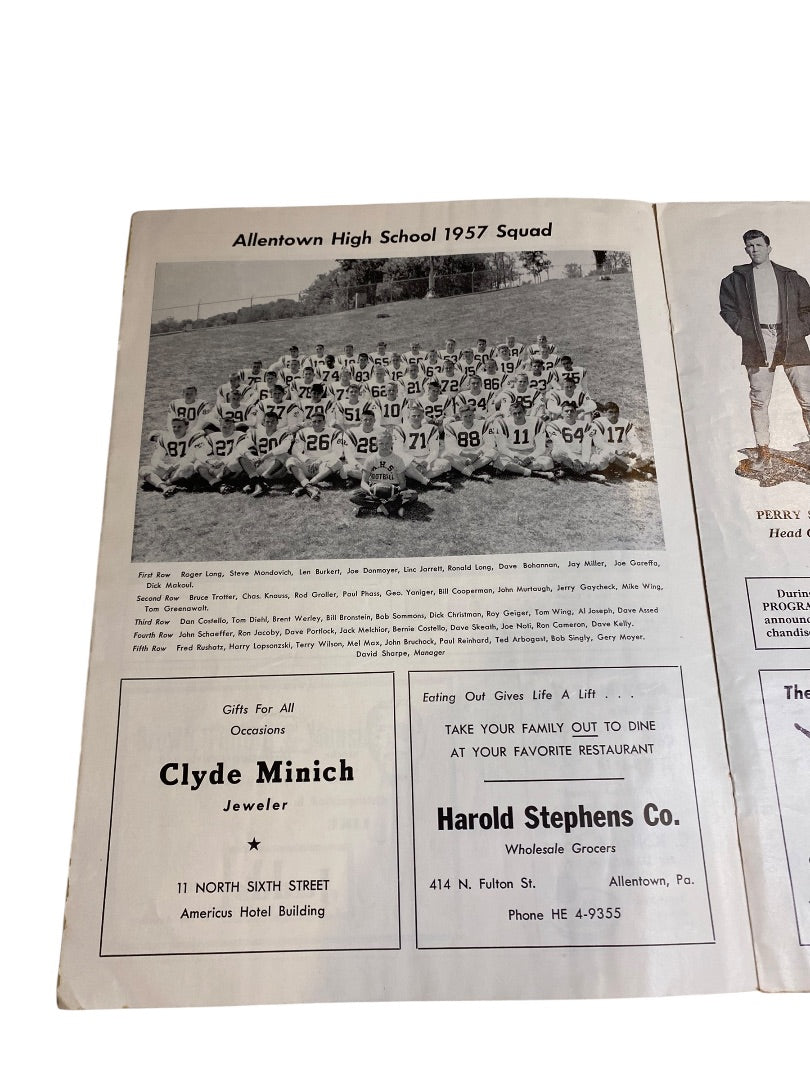 1957 Allentown High School Football Program vs Memorial October 12 PA