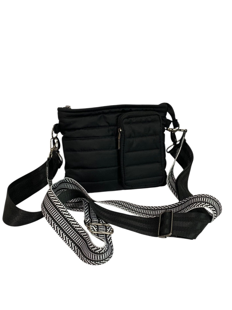 Think Rolyn Black Puffer Bag Crossbody Interchangeable Straps