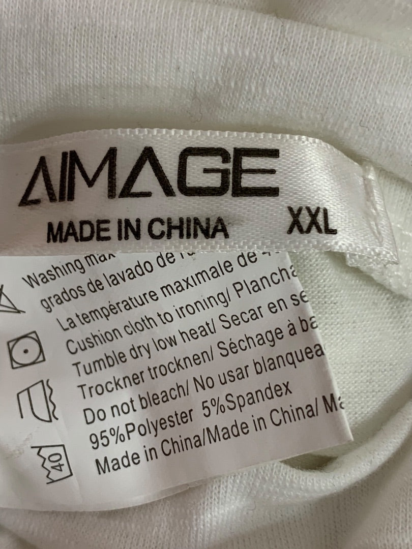 XXL Aimage Womens White Tunic Tshirt Pockets Cuffed Sleeve