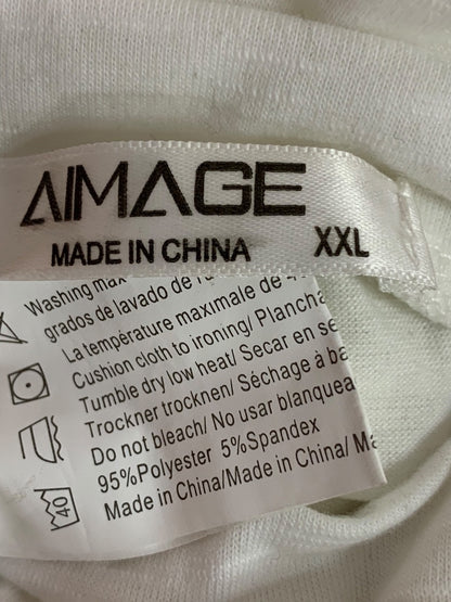 XXL Aimage Womens White Tunic Tshirt Pockets Cuffed Sleeve