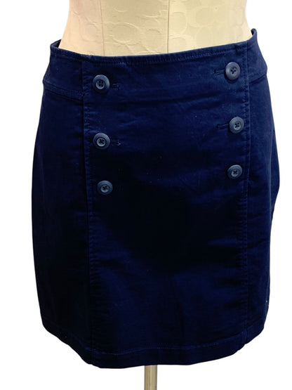 Size 2 Loft Navy Blue Skirt Side Zip Stretch Cotton 18.5" Length