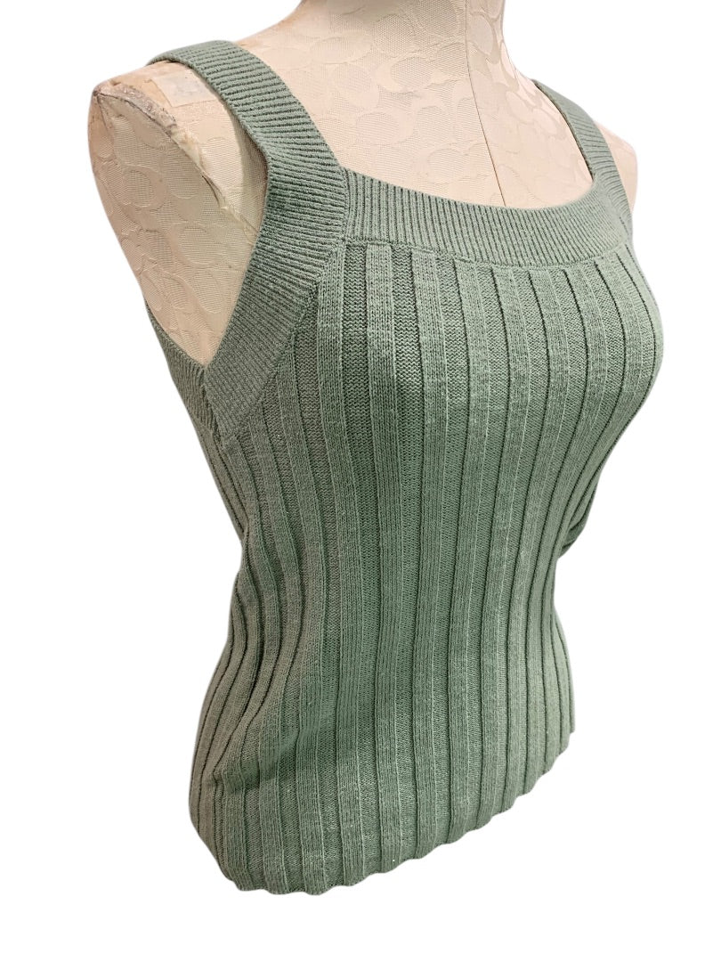 XS Loft Womens Sage Green Sweater Ribbed Sleeveless