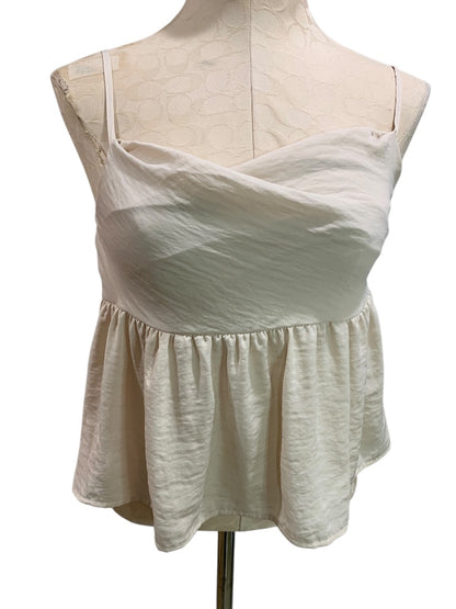 Small American Eagle Tan Shirt Spaghetti Strap Peplum Fitted Bodice
