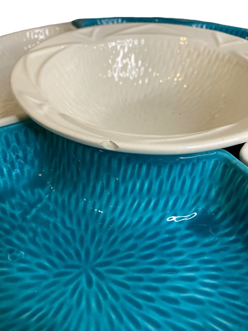 Vintage Maurice Calif USA S-14 6 Piece Lazy Susan Appetizer Tray Chip Dip