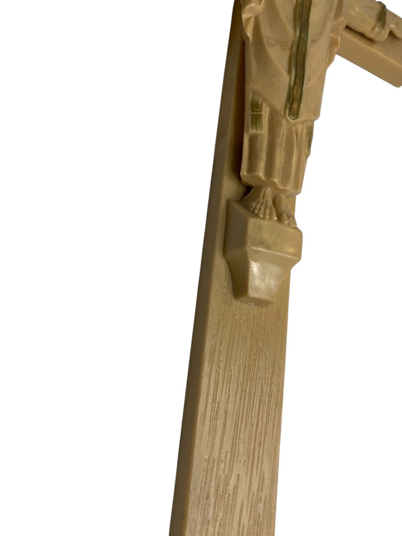Vintage Plastic Cross Jesus INRI 12" Wall Hanging Gold Trim Paint