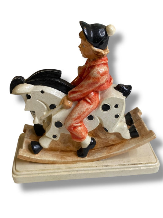 Sebastian Miniatures Figurine Ride to the Hounds Signed 4 Inch Boy Rocking Horse