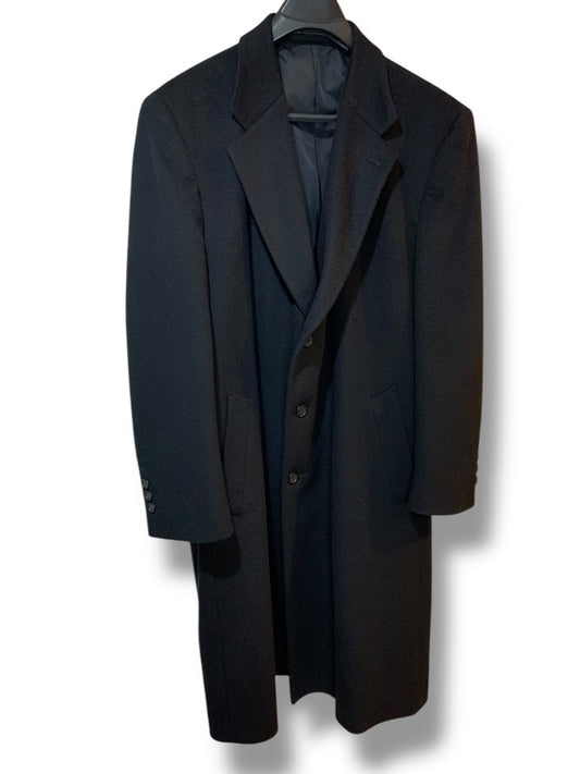 Size 50R Marlboro Ltd Mens Cashmere Wool Blend Black Overcoat