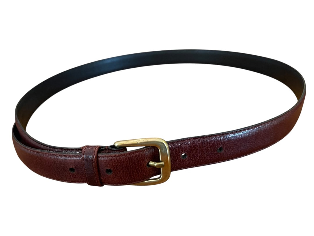 Size 36 Henry Grethel Leather Belt Goldtone Hardware .75" Width Burgundy