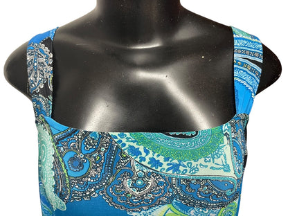 Medium Ariella Floral Cold Shoulder Womens Top Blue Green