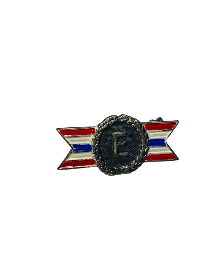 WWII Army Navy E Production Award Enamel Sterling Silver Pin .9"