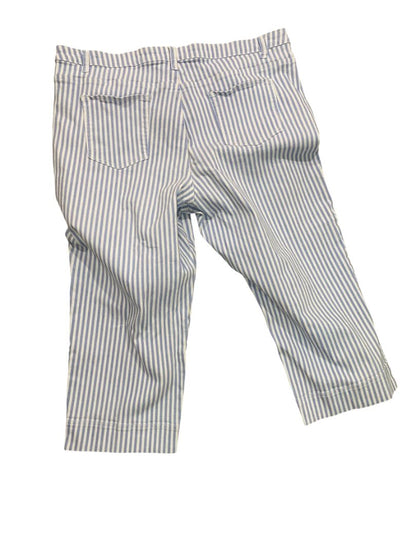 22W Coldwater Creek Womens Blue White Striped Crop Denim Pants
