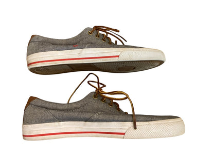 Size 11D Polo Ralph Lauren Mens Vaughn Lace Up Gray Canvas Shoes