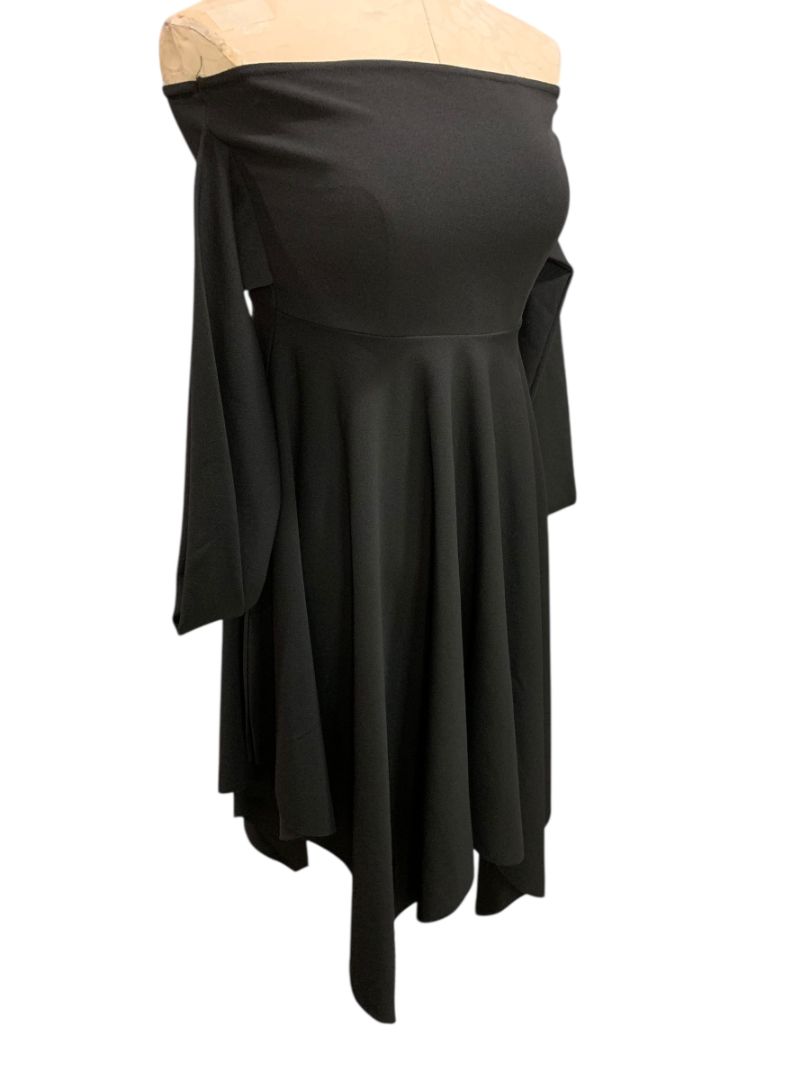 Size 6 Quiz Black Off Shoulder Dress New Hanky Hem Arm Drape