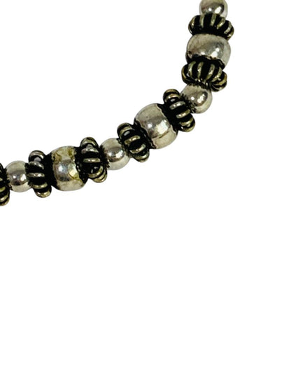 Silvertone Chain Beaded Bracelet 7.75" Spring Clasp