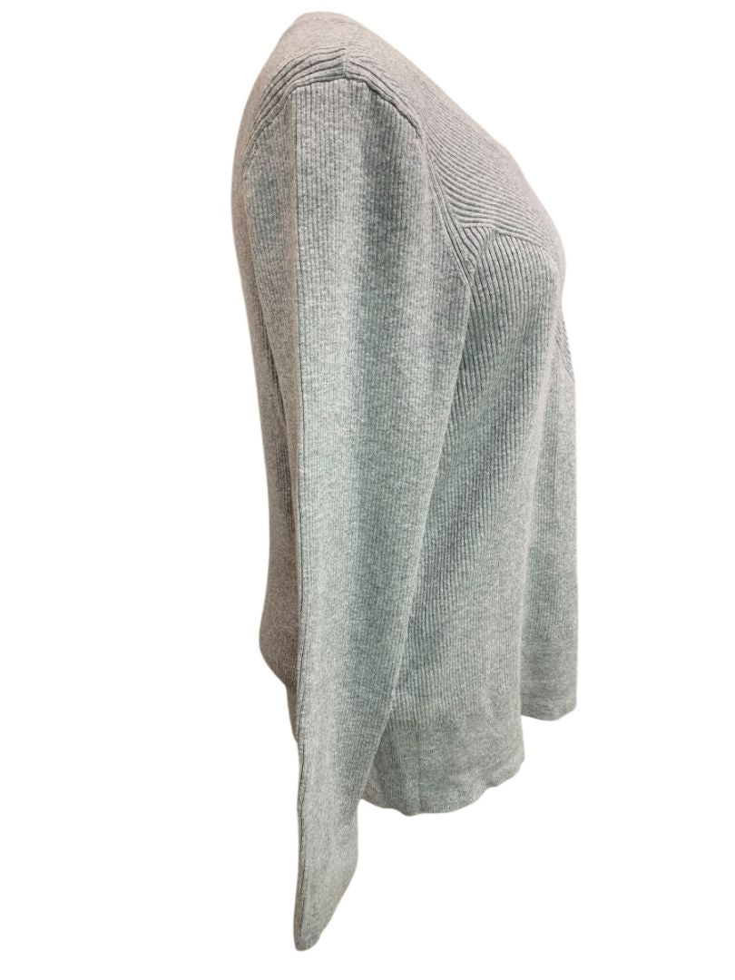 Size Large Talbots Womens Gray Sweater Ribbed Cotton Blend