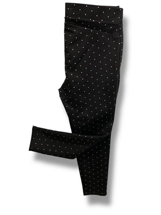 Size 2X Philosophy Womens New Ponte Knit Leggings Black Silver Dots