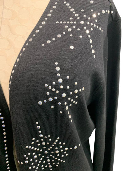 Size XL Seven Manor Womens New Black Embellished Cardigan Sweater Holiday