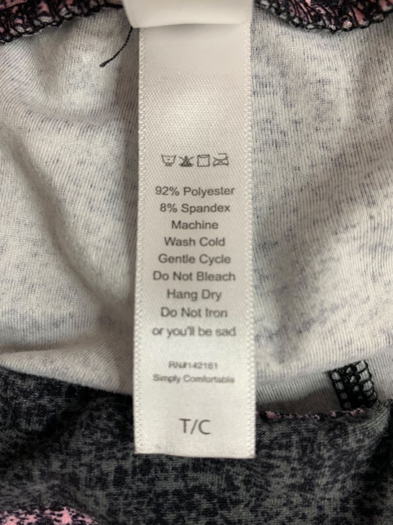 Tall & Curvy LulaRoe Womens Pink Gray Striped Leggings Plus Size