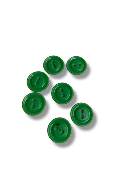 Lot of 7 Green Midcentury Buttons Acrylic Simple .5" (15mm)