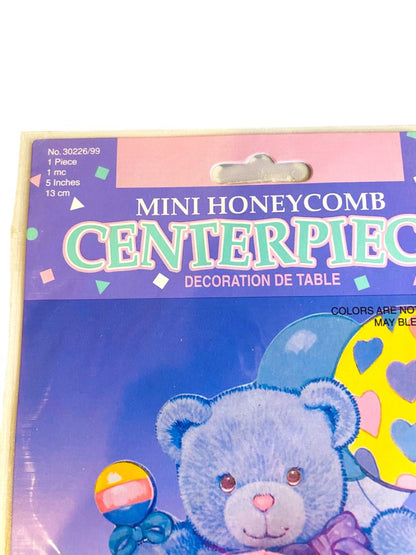 Vintage Baby Shower Honeycomb Centerpieces (2)  5" Teddy Bear New