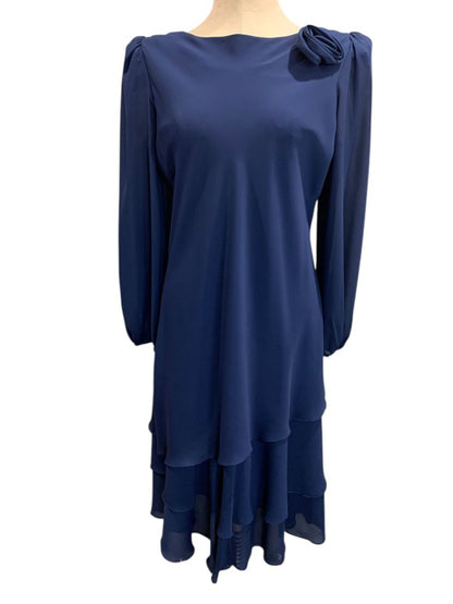 Medium After Dark Vintage Navy Blue Dress Shoulder Pads Rosette