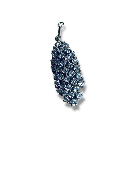 Shimmer Rhinestone Pendant Jewelry Clear Silvertone 33mm Drop