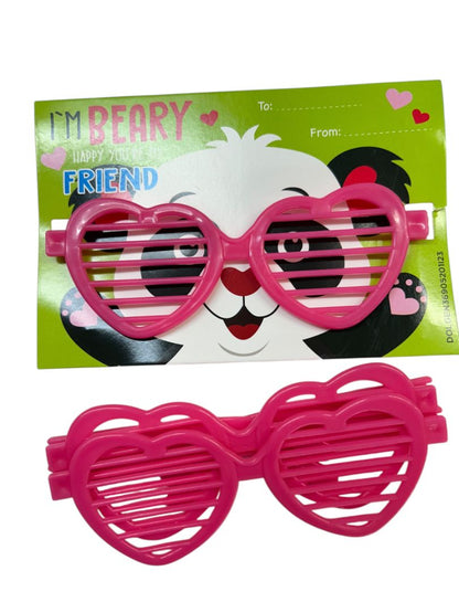 12 Count Classroom Valentine Cards Fun Heart Glasses New