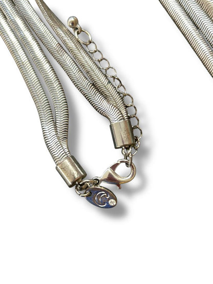 New Silvertone Snake Chain Adjustable Necklace Shiny 20" Drop