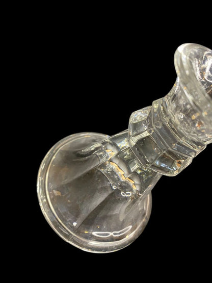 Vintage Clear Pressed Glass Candlestick 5" 8 Sided