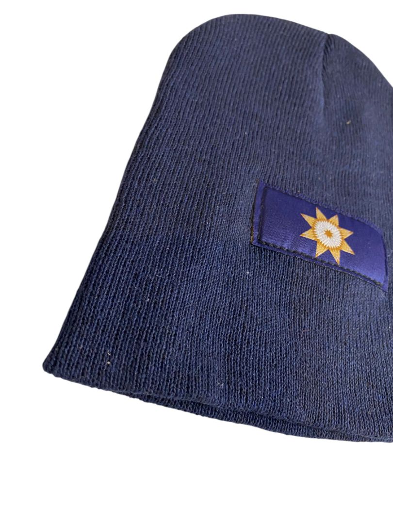 Adult Navy Blue Knit Beanie Hat Star Logo