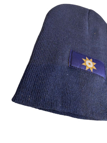 Adult Navy Blue Knit Beanie Hat Star Logo