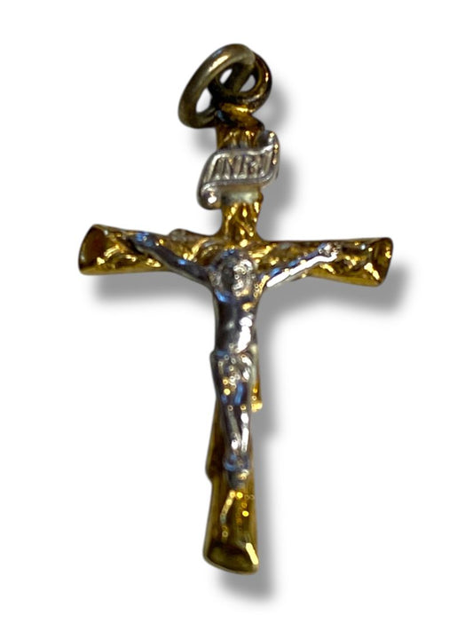 Small Vintage Sterling Silver Goldtone Cross Religious 1"