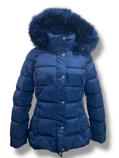 Small Tommy Hilfiger Womens Navy Blue Puffer Coat Removable Hood