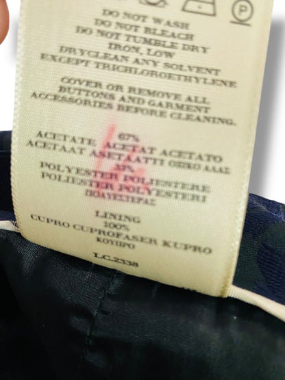 Size 8 Burberry New Navy Blue Floral Jacquard Satin Straight Skirt Knee Length