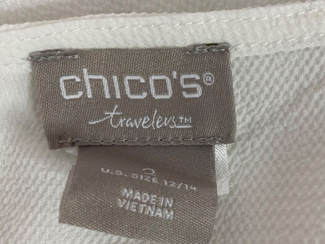 Size 12/14 Chicos Travelers Womens Off White Sheer Cardigan Waterfall Open